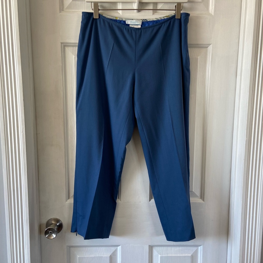 Emilio Pucci Wool Cropped Pants Blue Size Medium Designer Italian Minimalist